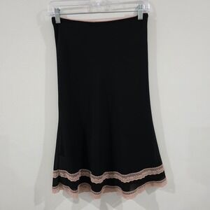 Vintage Y2K Womens Maxi Slip Skirt Size Xs Black Pink Lace Trim Whimsigoth Fairy